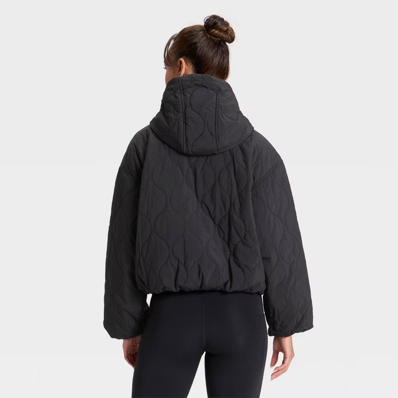 Women's Quilted Hooded Jacket - All In Motion Black M