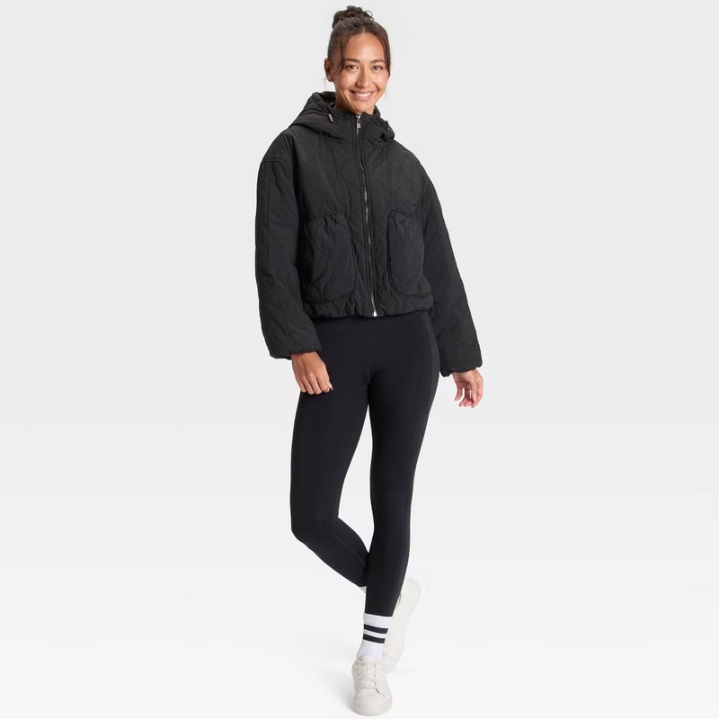 Women's Quilted Hooded Jacket - All In Motion Black M