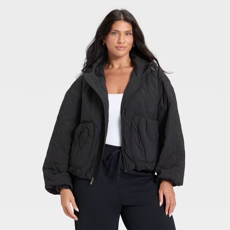 Women's Quilted Hooded Jacket - All In Motion Black M