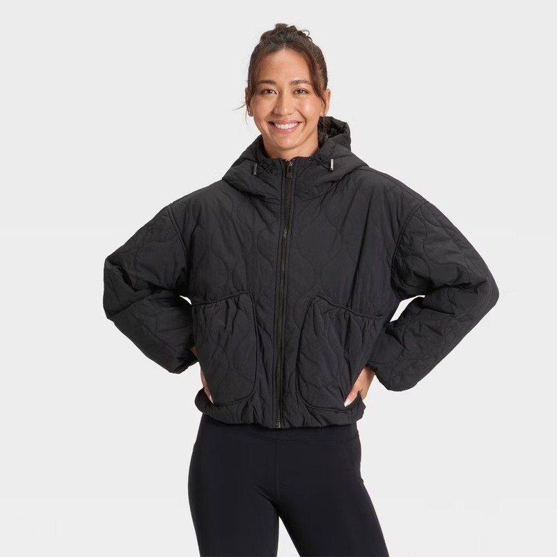 Women's Quilted Hooded Jacket - All In Motion Black M