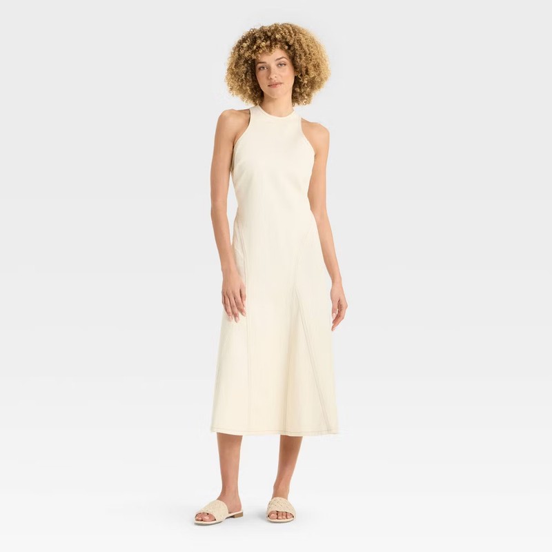 Women's Racerback Denim Midi A-Line Dress - Future Collective
