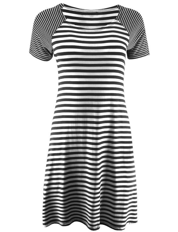 Women's Raglan Short Sleeve Striped T-Shirt Dress Zenana