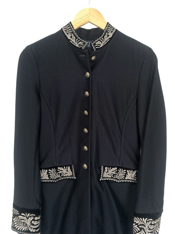 Women’s Ralph Lauren Coat Military Officer Jacket Long Cotton Black U.K. 8 Small