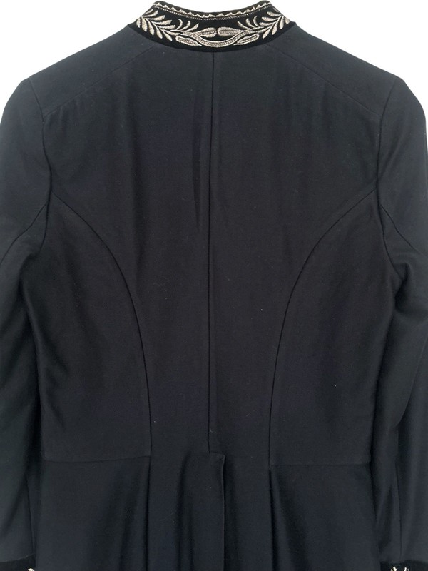 Women’s Ralph Lauren Coat Military Officer Jacket Long Cotton Black U.K. 8 Small