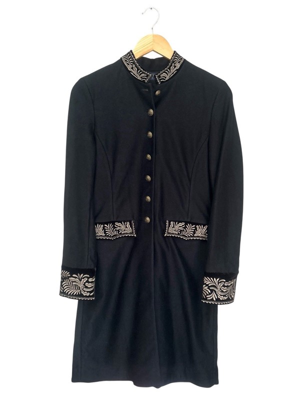 Women’s Ralph Lauren Coat Military Officer Jacket Long Cotton Black U.K. 8 Small