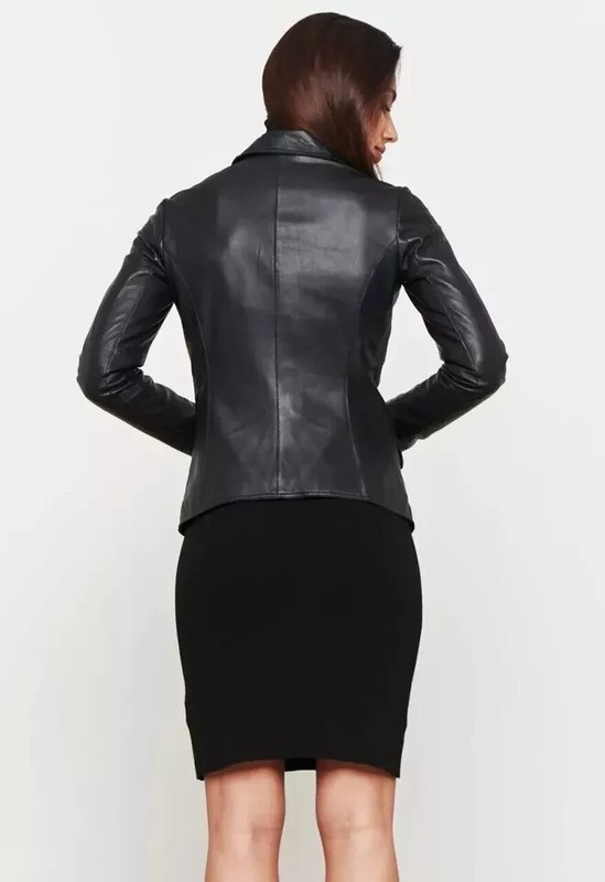 Women's Real Lambskin Leather Blazer Slim Fit Jacket - Fashionable Button Coat
