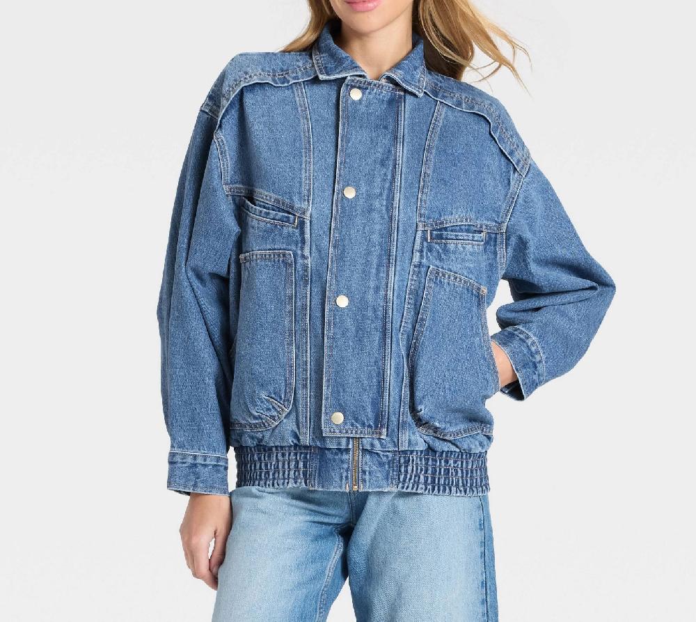 Women's Relaxed Bomber Denim Jacket - Universal Thread