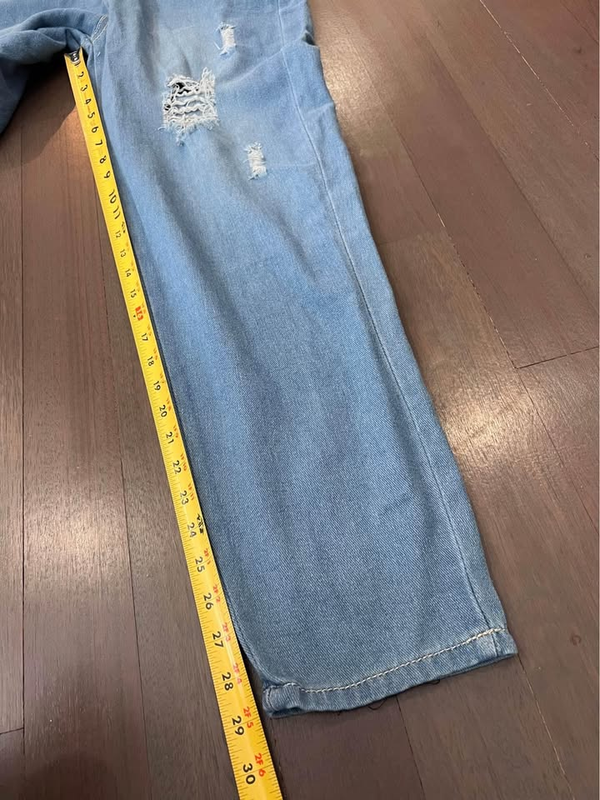 Women's Ripped Denim Overall. Size M