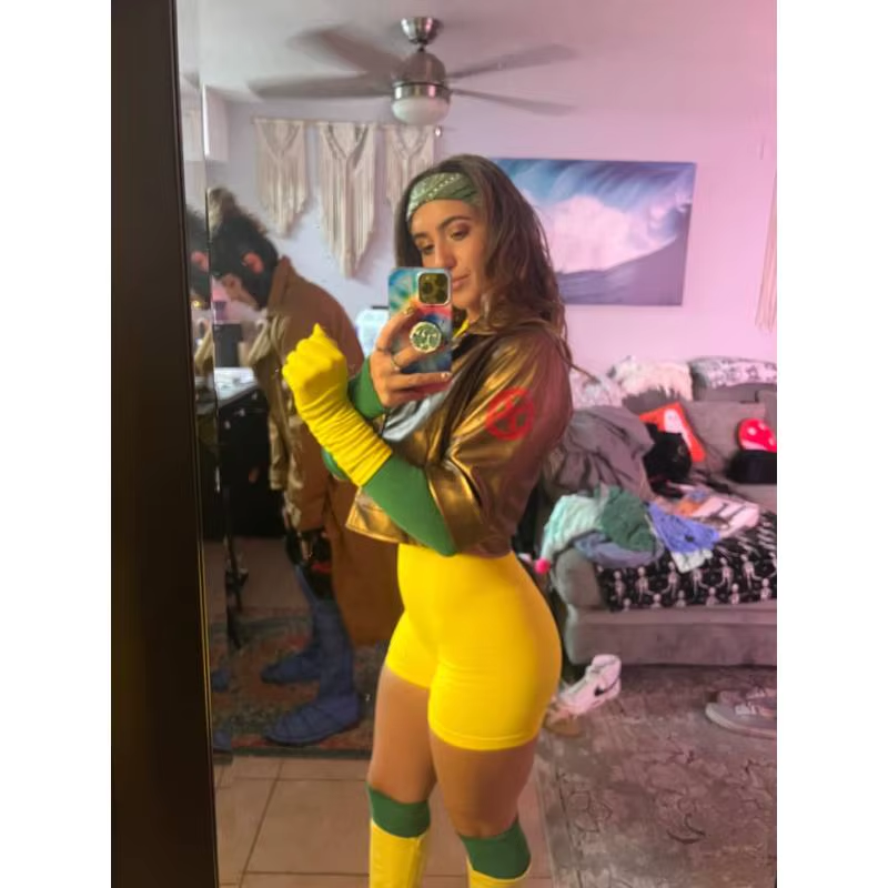 Women’s Rogue Cosplay Jacket High Waist Polyester Coat X-Men Costume