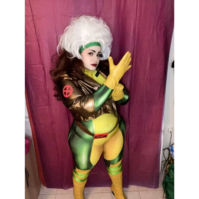 Women’s Rogue Cosplay Jacket High Waist Polyester Coat X-Men Costume