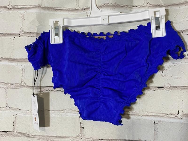 Women's Ruffle Cheeky Bikini Bottom - Shade & Shore™ Medium Blue