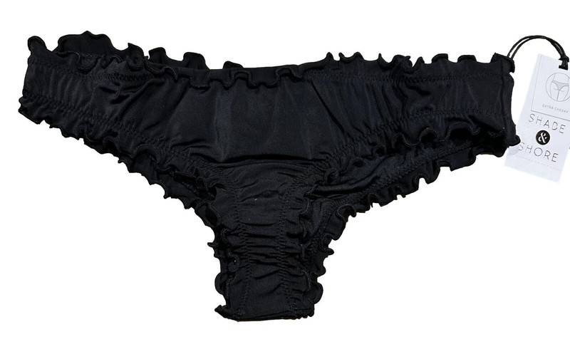 Women's Ruffle Extra Cheeky Bikini Bottom - Shade & Shore Black XS