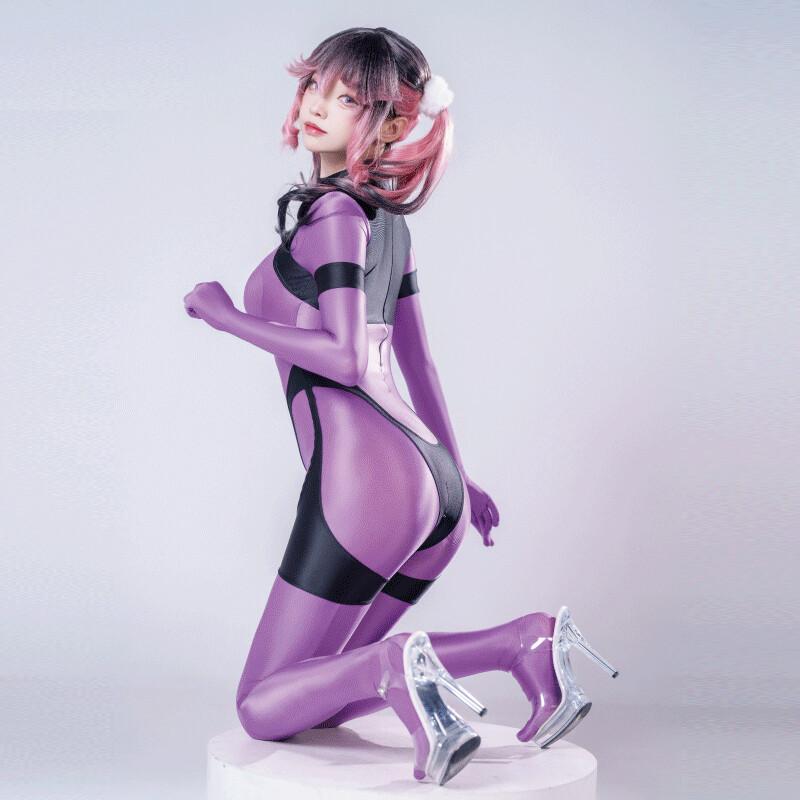 Women's Satin Cosplay Jumpsuit Men Zentai Tight Costume Clubwear Footed Bodysuit