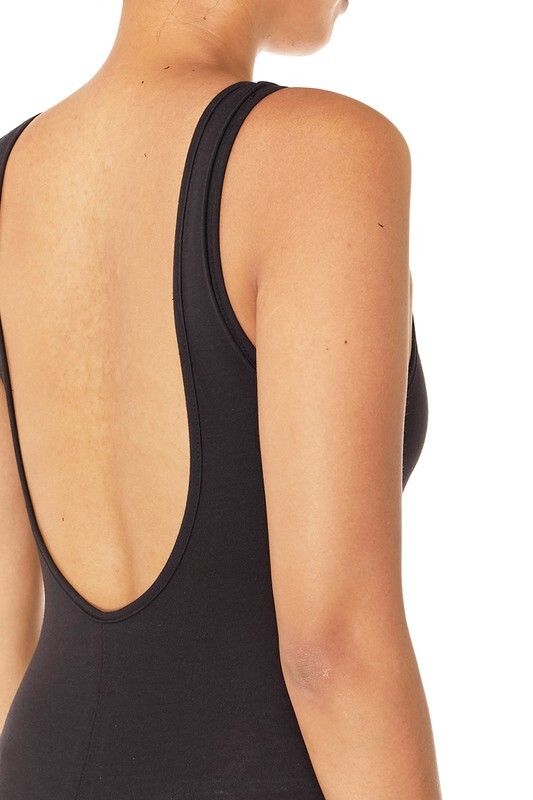 Women's Seamless Spandex Jumpsuit-catsuit Sleeveless Scoop Neck And Back Black