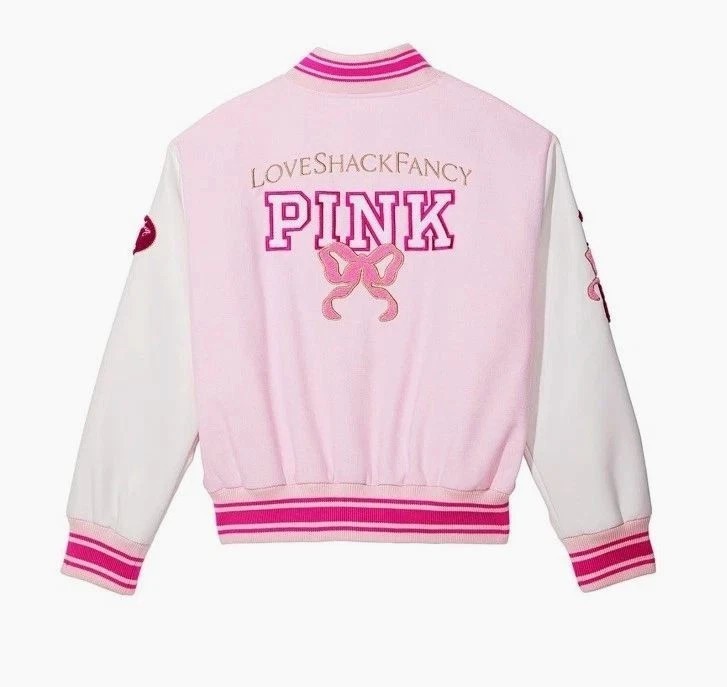 Women's Secret PINK X Love Shack Fancy Varsity Jacket For Ladies Girls