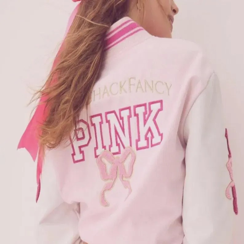 Women's Secret PINK X Love Shack Fancy Varsity Jacket For Ladies Girls