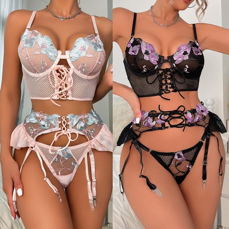 Women's Sexy Lingerie Lace Babydoll Bra Thong Set Sleepwear Underwear Nightwear
