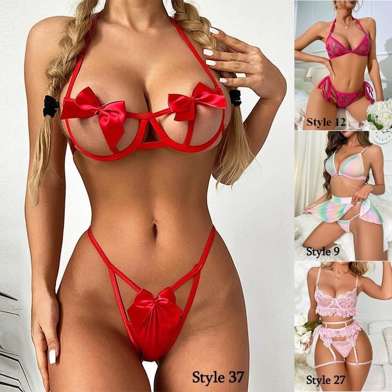Women's Sexy Lingerie Lace Babydoll Bra Thong Set Sleepwear Underwear Nightwear
