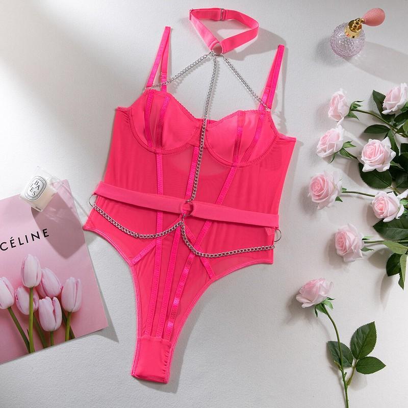 Women's Sexy One Piece Halter Choker Bodysuit Sleepwear Lingerie Babydoll Teddy