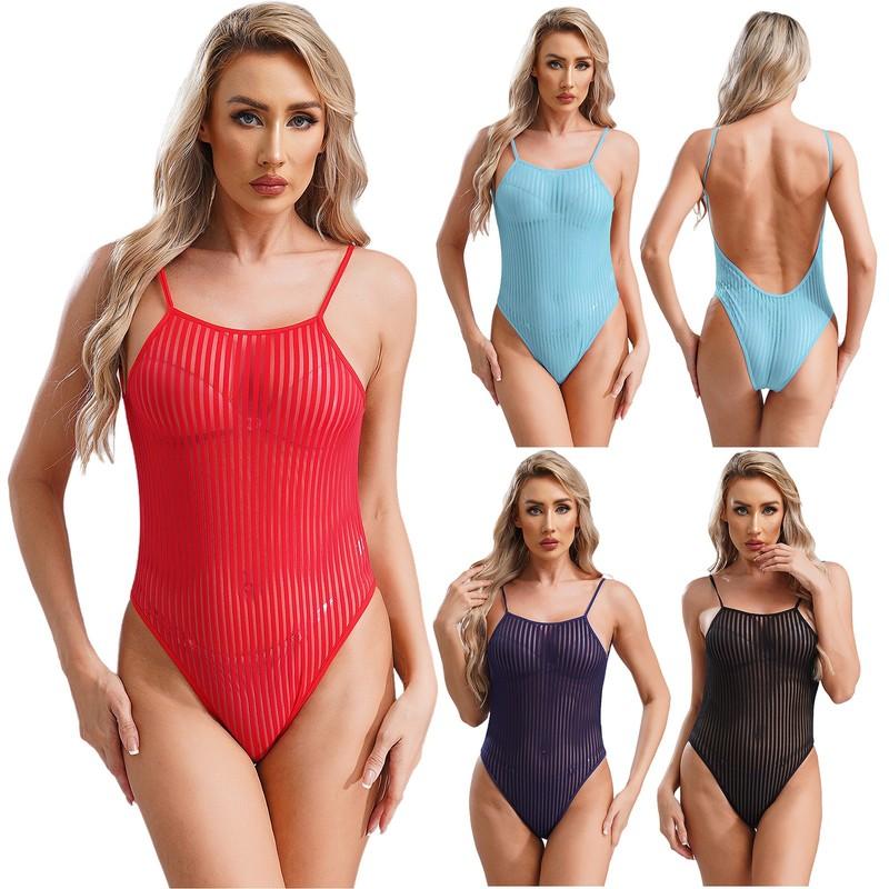 Women's Sheer Mesh Monokini Mesh See Through One Piece Swimsuit Bathing Suits