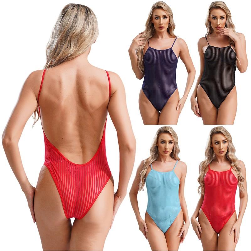 Women's Sheer Mesh Monokini Mesh See Through One Piece Swimsuit Bathing Suits