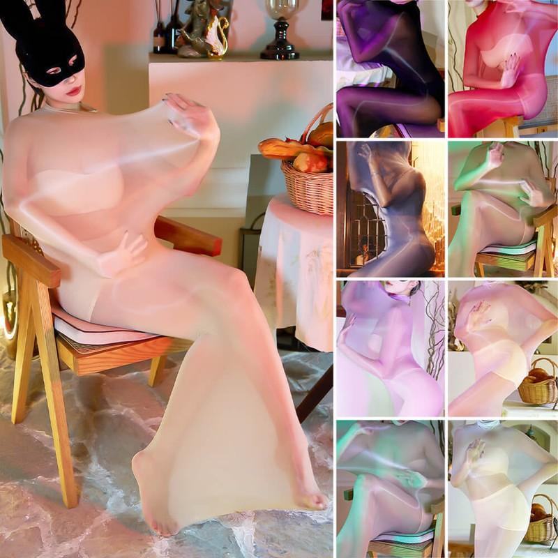 Women's Shiny Full Bodystocking Seamless Cocoon Mummy Sleeping Bag Sack Bodyhose