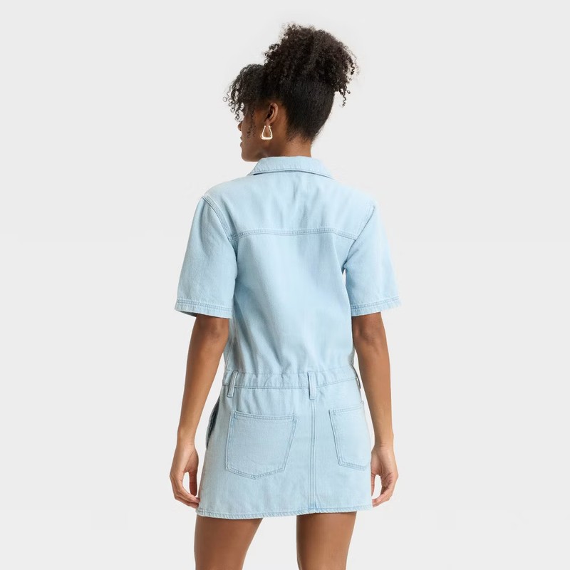 Women's Short Sleeve Drop Waist Drawstring Mini Dress - Universal Thread Light