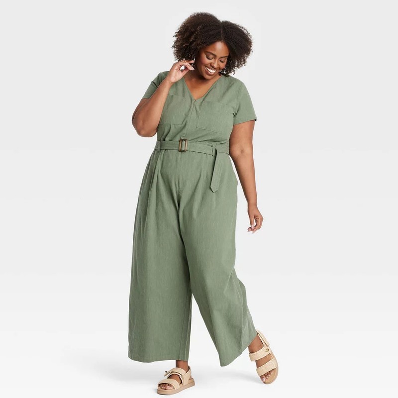 Women's Short Sleeve Utility Jumpsuit - Ava & Viv
