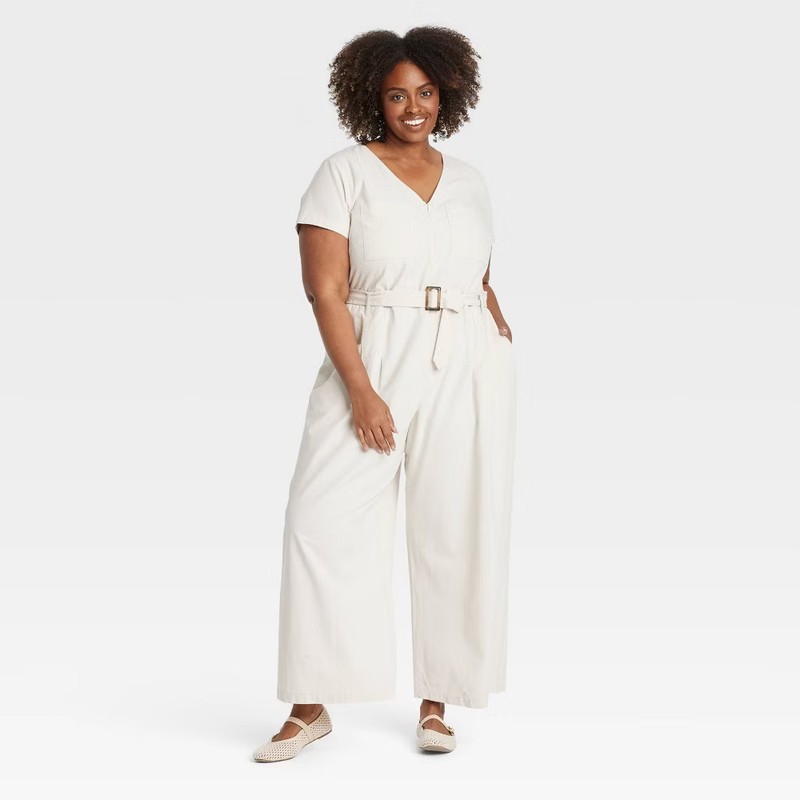 Women's Short Sleeve Utility Jumpsuit - Ava & Viv