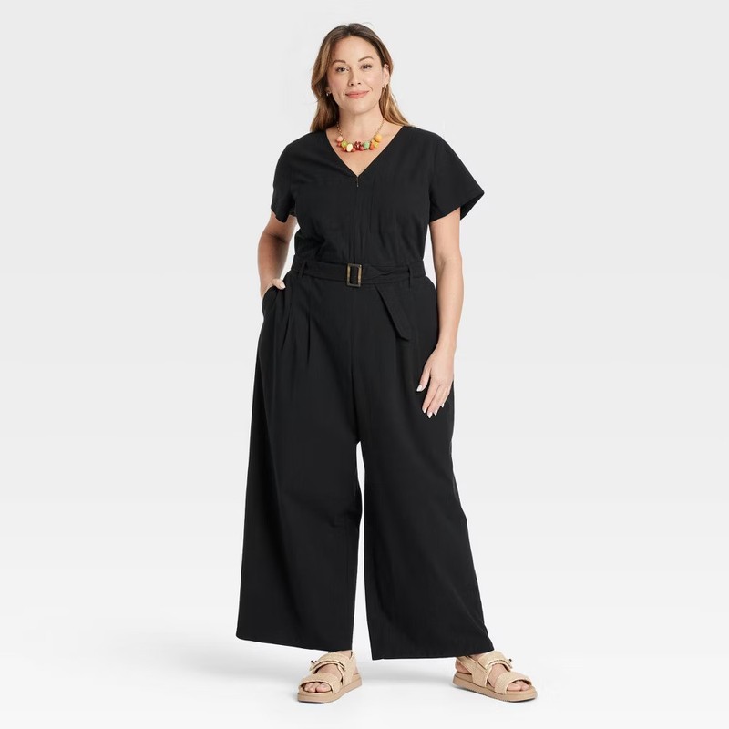 Women's Short Sleeve Utility Jumpsuit - Ava & Viv