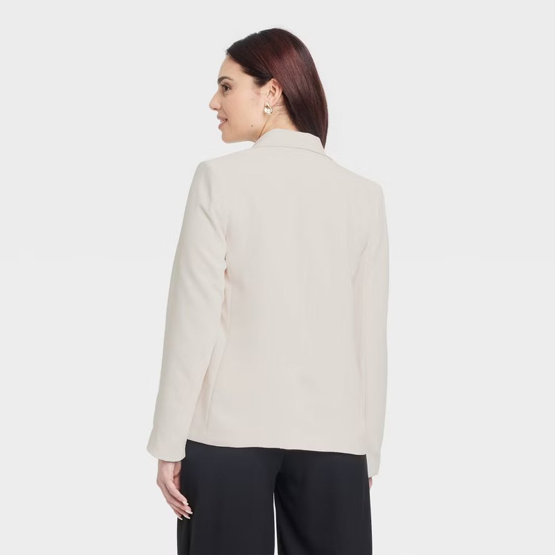 Women's Signature Crepe Slim Fit Blazer - A New Day Cream XL: