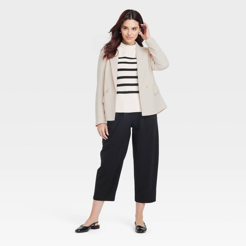 Women's Signature Crepe Slim Fit Blazer - A New Day Cream XL: