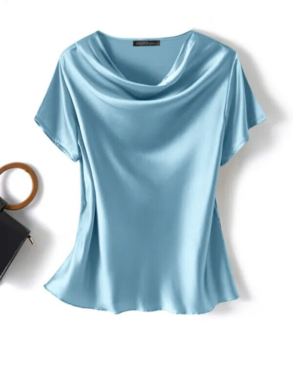 Women's Silk Shirt Loose Short-sleeved T-shirt Mulberry Silk Top Pullover Blouse
