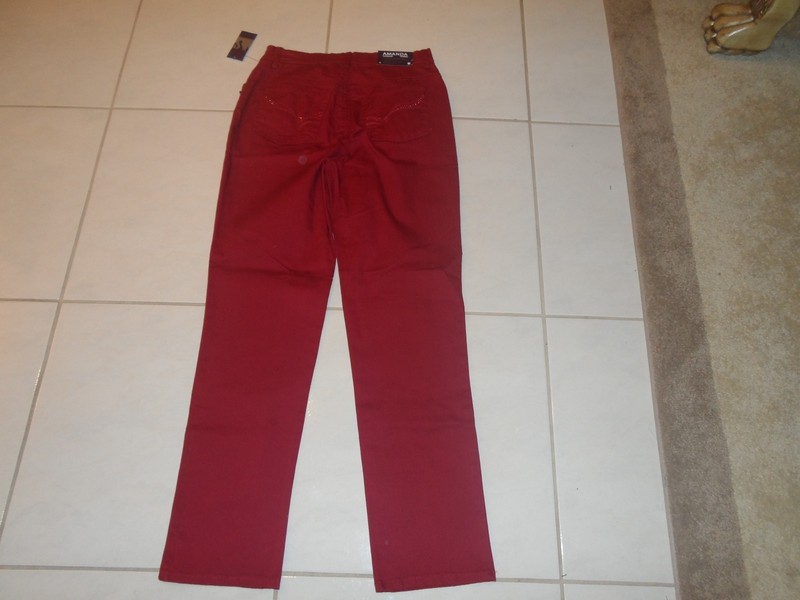 WOMEN'S SIZE 10 GLORIA VANDERBILT AMANDA JEANS PANTS CHERRY BOMB WITH SPARKLE
