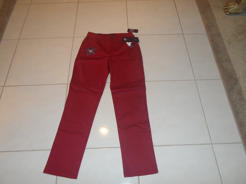 WOMEN'S SIZE 10 GLORIA VANDERBILT AMANDA JEANS PANTS CHERRY BOMB WITH SPARKLE