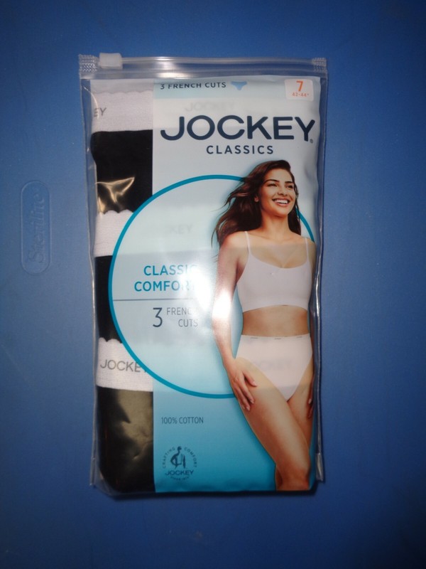WOMEN'S SIZE 7 JOCKEY CLASSIC FRENCH HI-CUT BLACK 3-PACK UNDERWEAR 100% COTTON