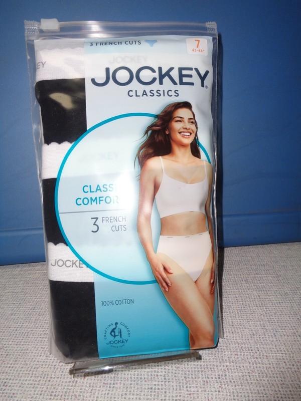 WOMEN'S SIZE 7 JOCKEY CLASSIC FRENCH HI-CUT BLACK 3-PACK UNDERWEAR 100% COTTON