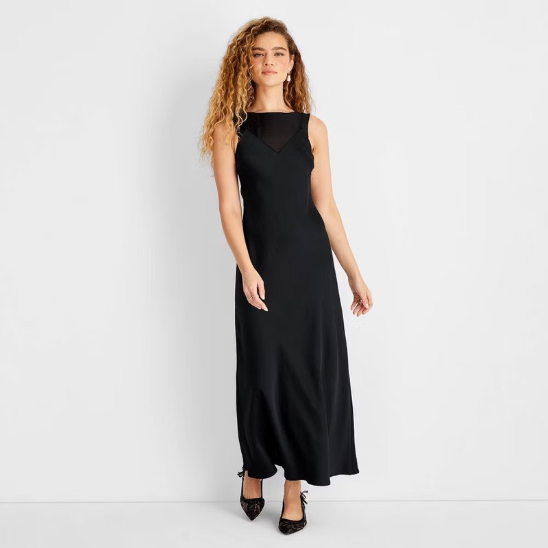 Women's Sleeveless Mixed Media Ankle Slip Dress - Future Collective