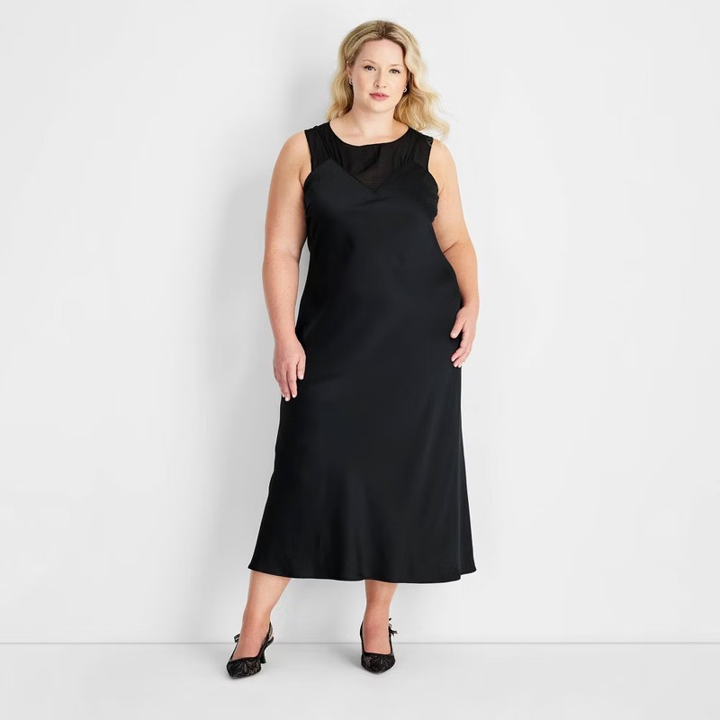 Women's Sleeveless Mixed Media Ankle Slip Dress - Future Collective