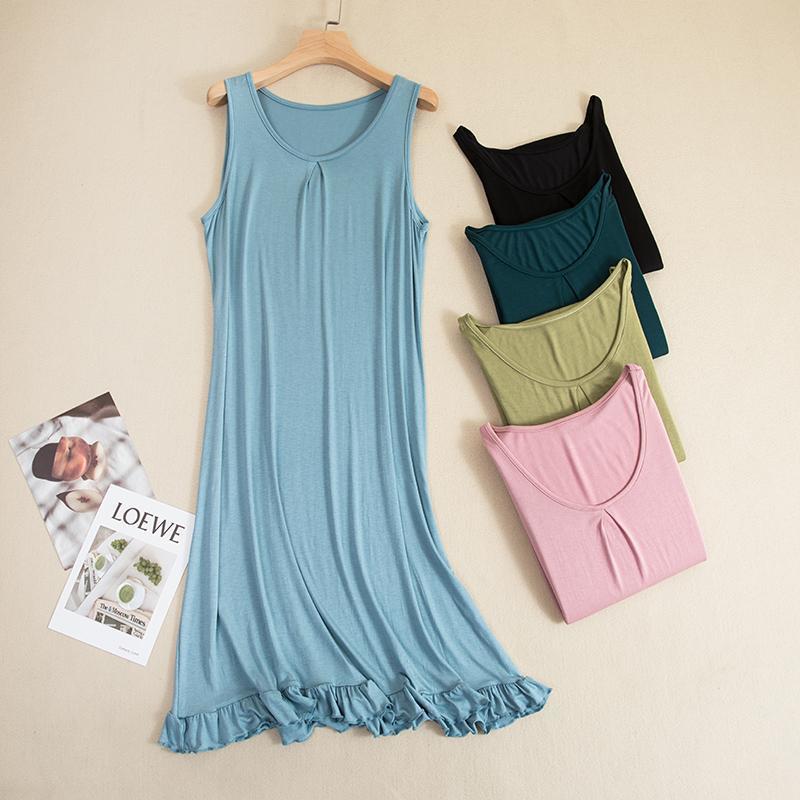 Women's Sleeveless Modal Nightgown - Soft Breathable Sleep Dress For Summer