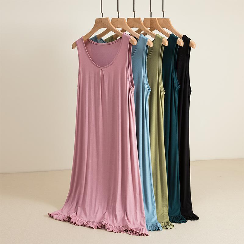 Women's Sleeveless Modal Nightgown - Soft Breathable Sleep Dress for Summer