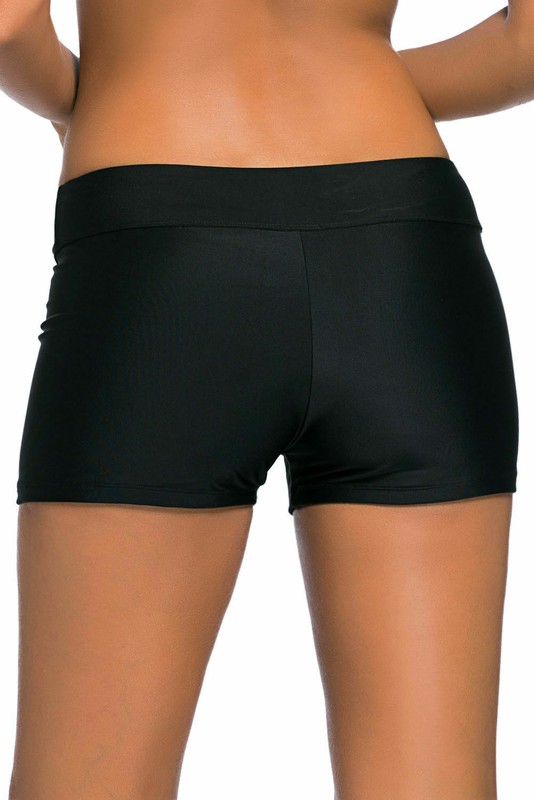 Women's Slim Fit Wide Waistband Swim Shorts Trunks Bottoms Board Beach Swimwear