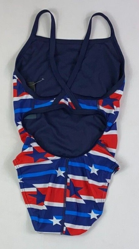 Women's SPEEDO Patriotic Stars Stripes USA One-Piece Swimsuit Swim
