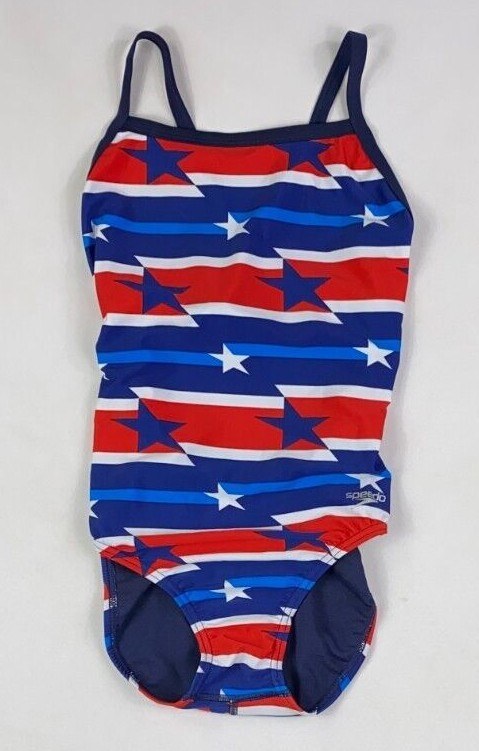 Women's SPEEDO Patriotic Stars Stripes USA One-Piece Swimsuit Swim