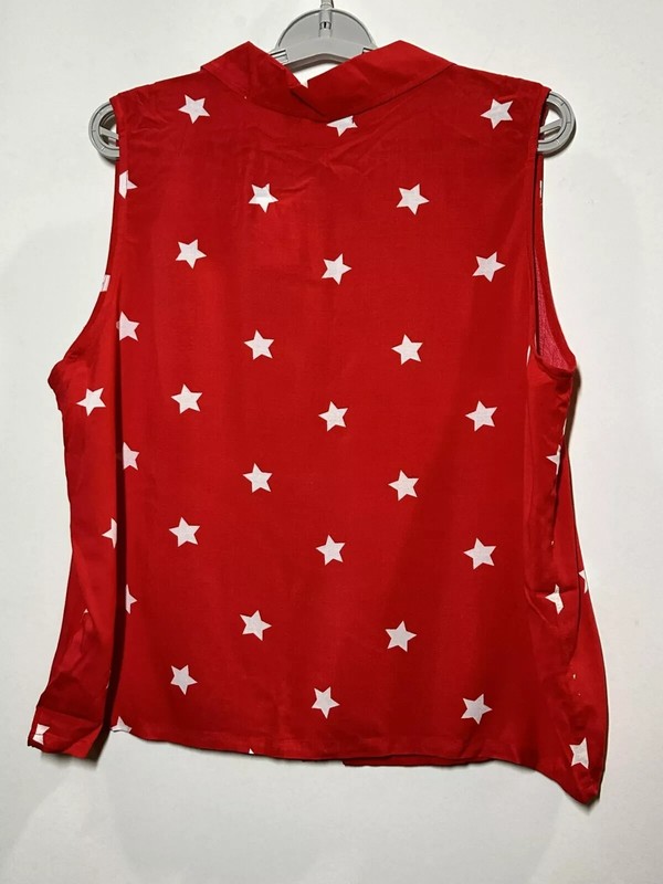 Women's Star Sleeveless Button-Down Graphic Shirt - Fifth Sun - Scarlet Red - M