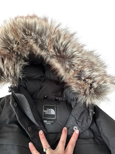 Women's THE NORTH FACE HYVENT ARCTIC PARKA DOWN FUR HOOD LONG BLACK Coat XS