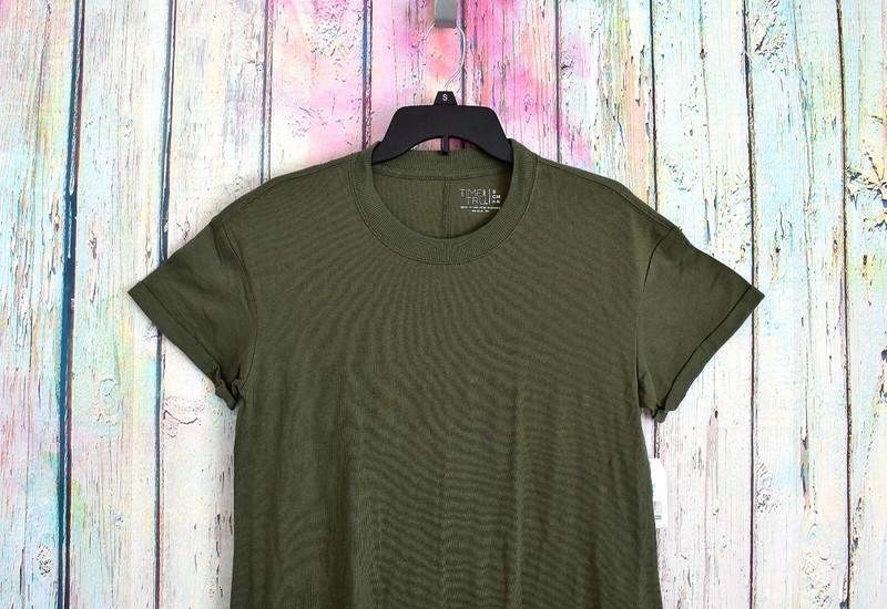 Women's Time And Tru Tee Shirt Knit Dress Relaxed Fit S-XL Green Short Sleeve