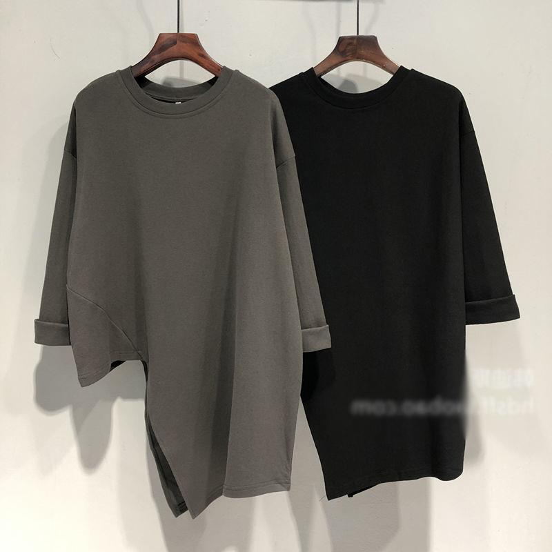Women's Top Summer Asymmetric Long Sleeve T-shirt Design Loose Round Neck Top