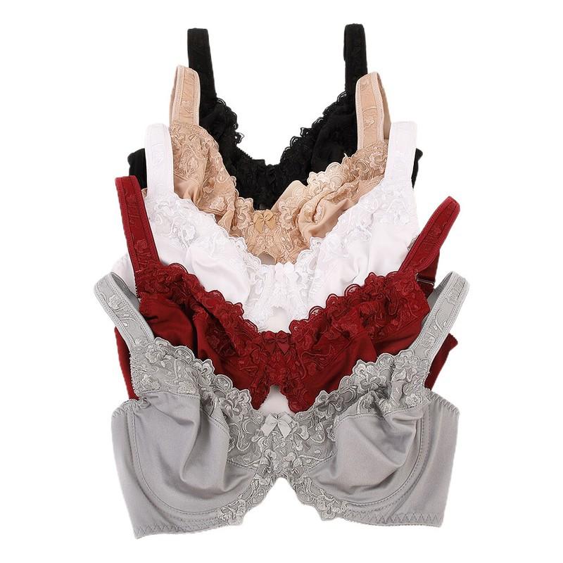 Women's Underwire Unlined Bra Minimizers Non-Padded Full Coverage Lace Plus Size