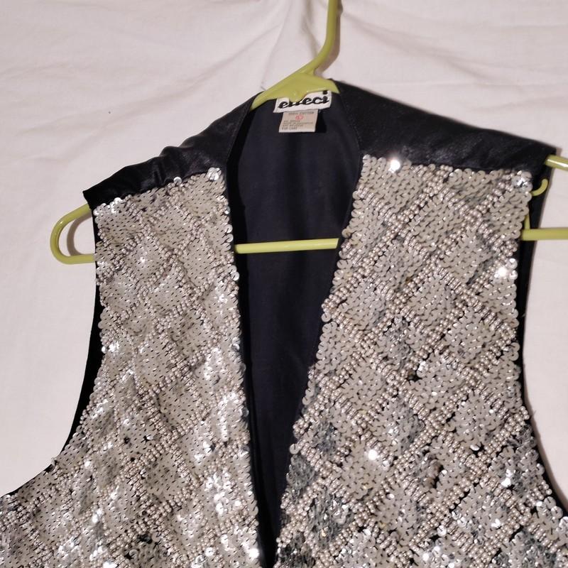 Women's VINTAGE Beaded Sequined Vest By Effeci Sz L